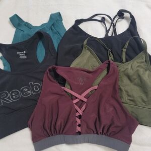 Victorias Secret PINK Sports Bra Sz Medium BUNDLE of 5 Green Maroon Black Reebok
